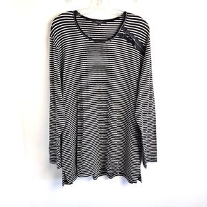 Toni T Plus Top black striped stretch tunic comfy decorative zipper size 22
